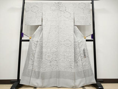 平和屋本店●極上 山岡古都・古都染人 染織美術品 薬墨染 天目織 お召 中国三大刺繍 スワトウ刺繍 訪問着 正倉院花鳥文 逸品 CYAA2017s5
