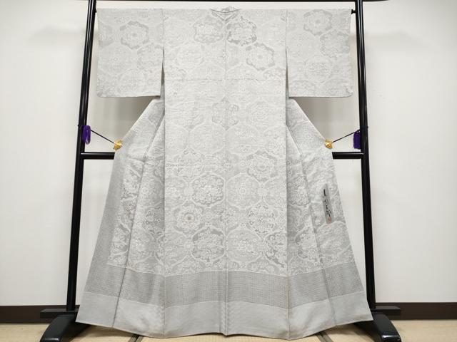 平和屋本店●極上 山岡古都・古都染人 染織美術品 薬墨染 天目織 お召 中国三大刺繍 スワトウ刺繍 訪問着 正倉院花鳥文 逸品 CYAA2017s5