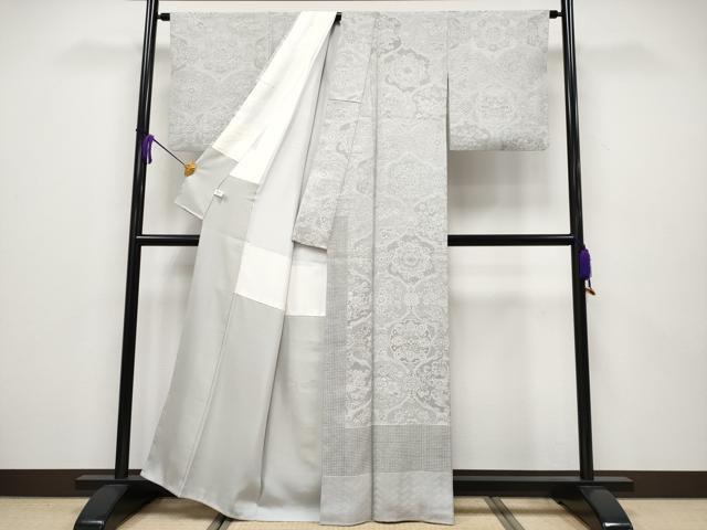 平和屋本店●極上 山岡古都・古都染人 染織美術品 薬墨染 天目織 お召 中国三大刺繍 スワトウ刺繍 訪問着 正倉院花鳥文 逸品 CYAA2017s5