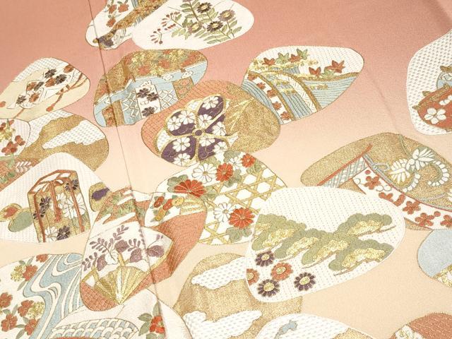 平和屋本店■極上　色留袖　総刺繍　駒刺繍　貝合せ吉祥枝花文　暈し染め　逸品　未使用　CYAA2029s5