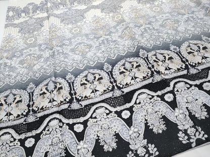 平和屋本店●極上 中国三大刺繍 スワトウ刺繍 訪問着 動物花唐草文 暈し染め 銀通し地 逸品 CYAA2033s5