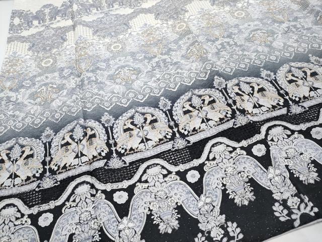 平和屋本店●極上 中国三大刺繍 スワトウ刺繍 訪問着 動物花唐草文 暈し染め 銀通し地 逸品 CYAA2033s5