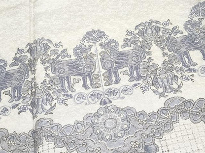 平和屋本店●極上 中国三大刺繍 スワトウ刺繍 訪問着 動物花唐草文 暈し染め 銀通し地 逸品 CYAA2033s5