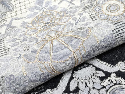 平和屋本店●極上 中国三大刺繍 スワトウ刺繍 訪問着 動物花唐草文 暈し染め 銀通し地 逸品 CYAA2033s5