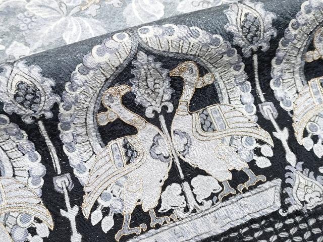 平和屋本店●極上 中国三大刺繍 スワトウ刺繍 訪問着 動物花唐草文 暈し染め 銀通し地 逸品 CYAA2033s5