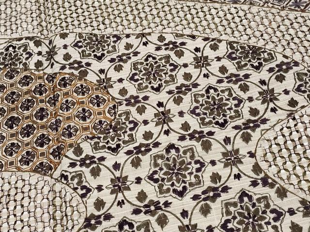 平和屋本店●極上 アタカスシルク 中国三大刺繍 スワトウ刺繍 訪問着 紬地 流水吉祥花唐草文 証紙付き 逸品 CYAA2034s5