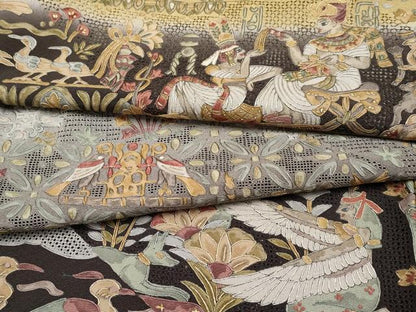 平和屋本店●最高級 中国三大刺繍 スワトウ刺繍 総刺繍 訪問着 エジプト壁画文様 暈し染め 金糸 逸品 CYAA2039s5
