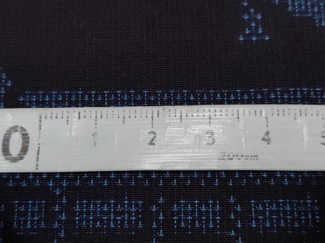 平和屋本店■極上　綿薩摩　東郷織物謹製　手織　160亀甲　實篤　永江明夫(正藍染)　風景文　逸品　未使用　CYAA2041s5