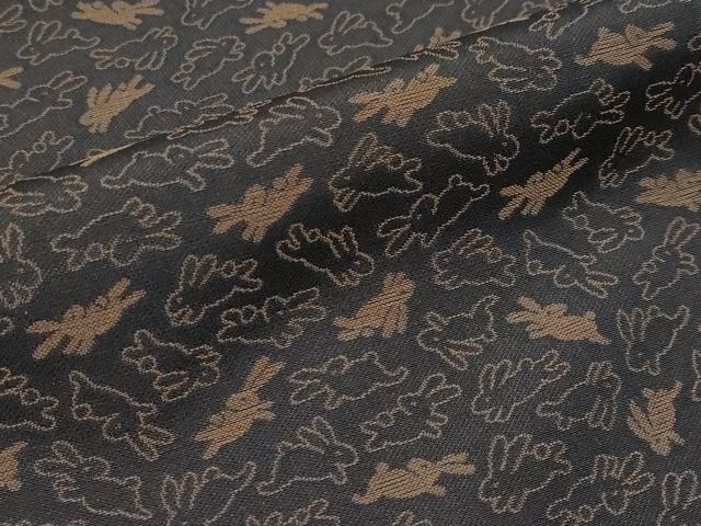 平和屋本店●極上 お召 跳兎 黒地 逸品 CYAA2042s5