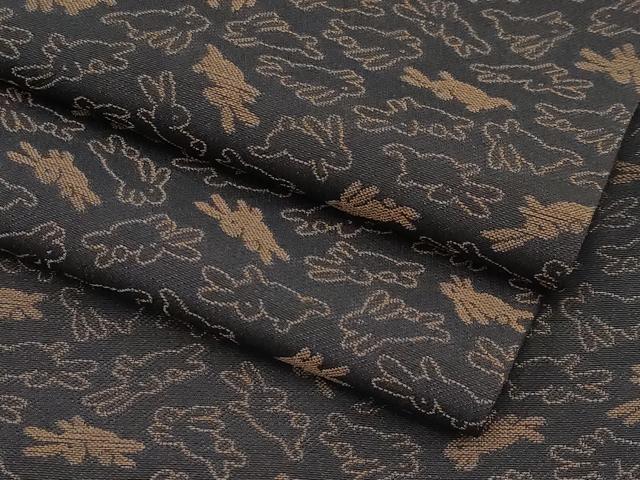 平和屋本店●極上 お召 跳兎 黒地 逸品 CYAA2042s5