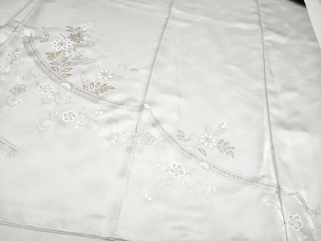 平和屋本店●極上 訪問着 ラインストーン 花唐草文 暈し染め 銀通し地 逸品 CYAA2044s5