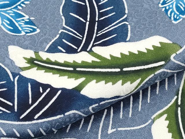 平和屋本店●最高級 城間栄順 本場琉球紅型 太鼓柄袋帯 枝葉文 証紙付き 薄花色地 逸品 CYAA2080s5