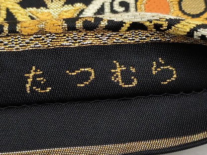 平和屋本店●極上 龍村美術織物 たつむら 六通柄 本袋帯 唐織 東欧彩光文 黒地 金銀糸 逸品 CYAA2083s5