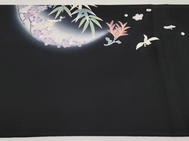 平和屋本店■極上　名門・上野家　上野街子　清染居　塩瀬　九寸開き名古屋帯　四君子　黒地　逸品　CYAA2088s5