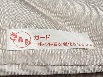 平和屋本店●希少 京都染織メーカー・貴久樹謹製 野蚕糸 ナチュラルタッサー 九寸名古屋帯 つづれ 総刺繍 証紙付き 素色 逸品 CYAA2094s5