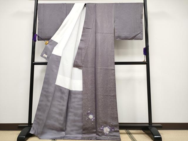 平和屋本店■極上　久保田一竹　幻の辻が花　色留訪問着　金通し地　やまと金ラベル　葡萄鼠色地　逸品　未使用　CYAA2107s5