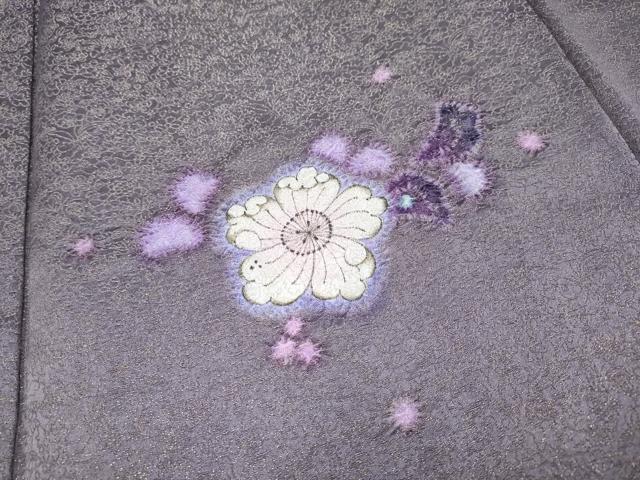 平和屋本店■極上　久保田一竹　幻の辻が花　色留訪問着　金通し地　やまと金ラベル　葡萄鼠色地　逸品　未使用　CYAA2107s5