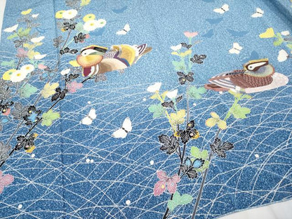 平和屋本店■極上　人間国宝　羽田登喜男　TOKIOetTOKI　訪問着　刺繍　鴛鴦花蝶文　金銀糸　薄花色地　逸品　CYAA2112s5