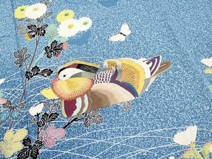 平和屋本店■極上　人間国宝　羽田登喜男　TOKIOetTOKI　訪問着　刺繍　鴛鴦花蝶文　金銀糸　薄花色地　逸品　CYAA2112s5