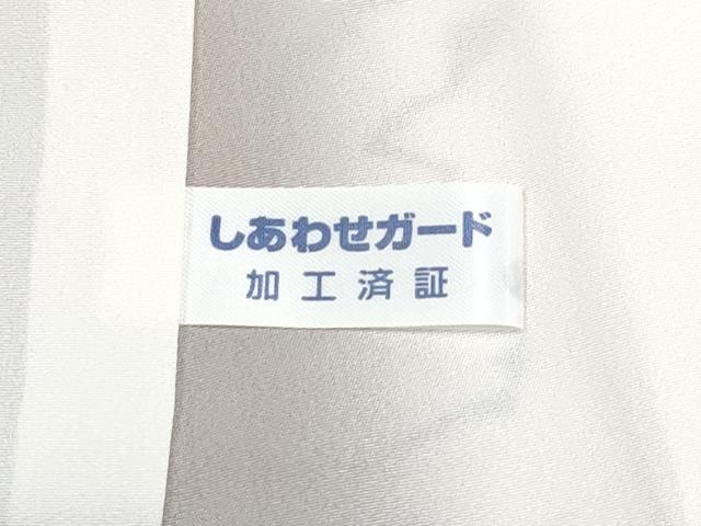平和屋本店■極上　石川県指定無形文化財　牛首紬　白山工房　手織り　流線文　証紙付き　薄卵色地　逸品　未使用　CYAA2115s5