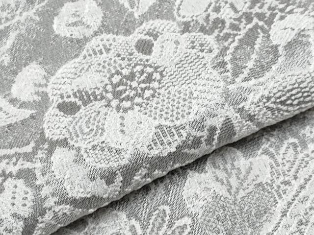 平和屋本店■極上　山岡古都・古都染人　染織美術品　薬墨染　天目織　お召　吉祥花文　反端付き　逸品　未使用　CYAA2119s5