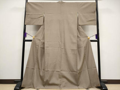 平和屋着物●極上　結城紬　色無地　樺茶色　証紙付き　逸品　CYAA4641s6