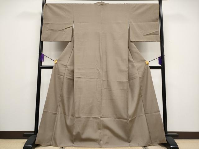 平和屋着物●極上　結城紬　色無地　樺茶色　証紙付き　逸品　CYAA4641s6