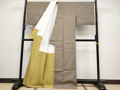 平和屋着物●極上　結城紬　色無地　樺茶色　証紙付き　逸品　CYAA4641s6