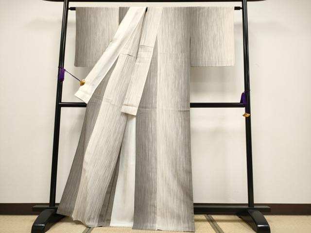 平和屋着物▽極上 本塩沢 やまだ織 単衣 縞 逸品 CYAA4305s6