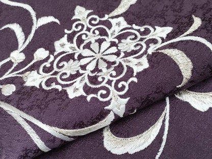 平和屋本店■極上　訪問着・長襦袢セット　総刺繍　花唐草菱文　暈し染め　銀糸　似せ紫色地　逸品　CYAA2796s5