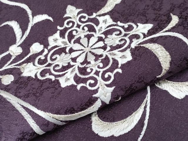 平和屋本店■極上　訪問着・長襦袢セット　総刺繍　花唐草菱文　暈し染め　銀糸　似せ紫色地　逸品　CYAA2796s5