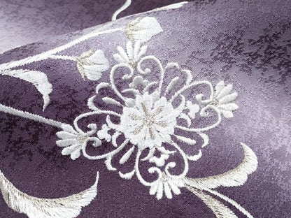 平和屋本店■極上　訪問着・長襦袢セット　総刺繍　花唐草菱文　暈し染め　銀糸　似せ紫色地　逸品　CYAA2796s5