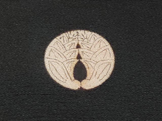 平和屋本店■極上　アンティーク　大正ロマン　振袖　駒刺繍　貝桶檜扇枝花文　黒地　金彩　逸品　CYAA2134s5
