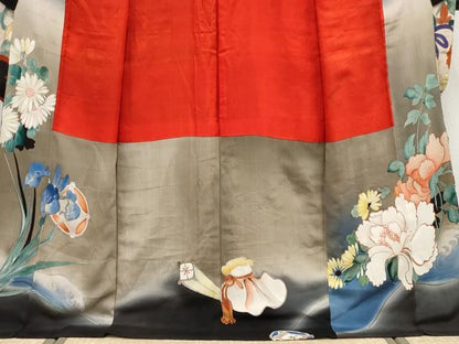 平和屋本店●極上 アンティーク 大正ロマン 振袖 駒刺繍 手描き 宝船 暈し染め 金銀彩 逸品 CYAA2135s5
