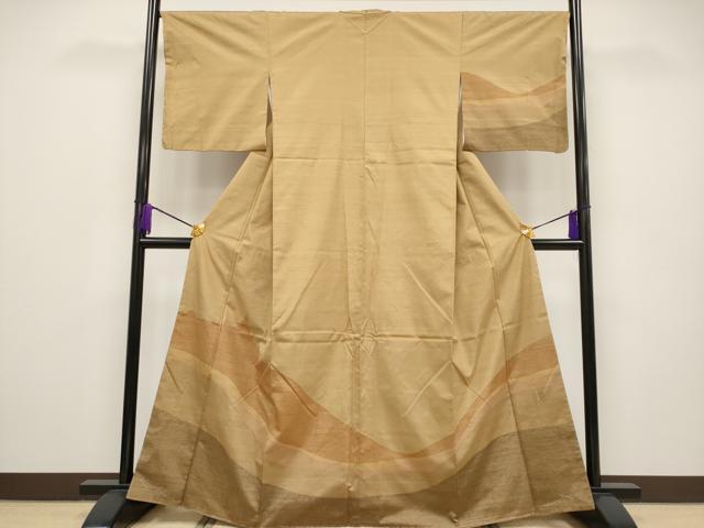 平和屋本店■極上　能州紬　絲藝苑　上島洋山　訪問着　流線文　ますいわ屋扱い　飴色地　逸品　未使用　CYAA2156s5