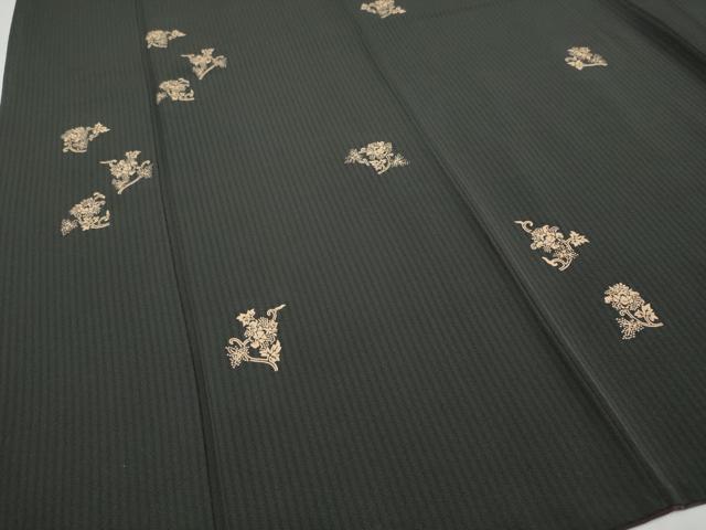 平和屋本店●極上 越後染印傳 根津青宗 小紋 更紗唐草文 黒地 証紙付き 逸品 CYAA2179s5