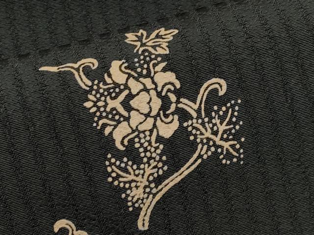 平和屋本店●極上 越後染印傳 根津青宗 小紋 更紗唐草文 黒地 証紙付き 逸品 CYAA2179s5