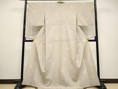 平和屋本店▽極上 本塩沢 単衣 雪輪兎文 肌色地 逸品 CYAA2188s5