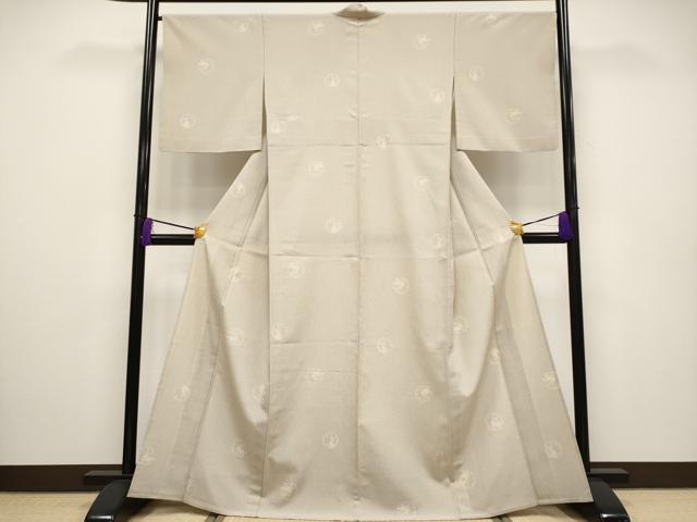 平和屋本店▽極上 本塩沢 単衣 雪輪兎文 肌色地 逸品 CYAA2188s5