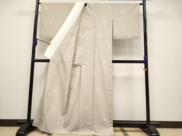 平和屋本店▽極上 本塩沢 単衣 雪輪兎文 肌色地 逸品 CYAA2188s5