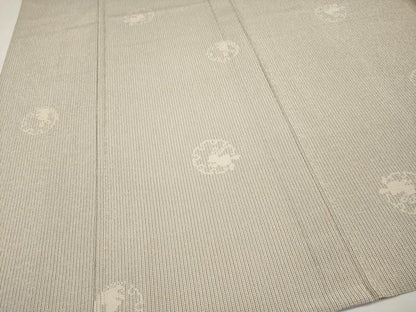平和屋本店▽極上 本塩沢 単衣 雪輪兎文 肌色地 逸品 CYAA2188s5