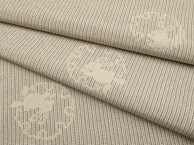 平和屋本店▽極上 本塩沢 単衣 雪輪兎文 肌色地 逸品 CYAA2188s5