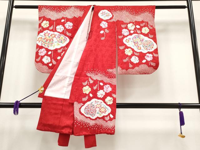 平和屋本店■極上　七五三　女の子　3歳　祝着　絞り　雲取り鞠花文　逸品　CYAA2190s5
