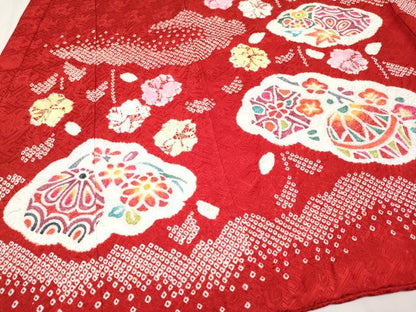 平和屋本店■極上　七五三　女の子　3歳　祝着　絞り　雲取り鞠花文　逸品　CYAA2190s5