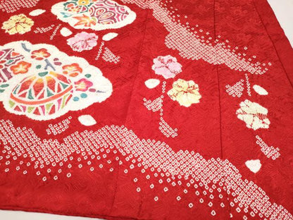 平和屋本店■極上　七五三　女の子　3歳　祝着　絞り　雲取り鞠花文　逸品　CYAA2190s5