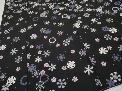 平和屋本店●極上 小紋 雪華文 黒地 逸品 未使用 CYAA2196s5
