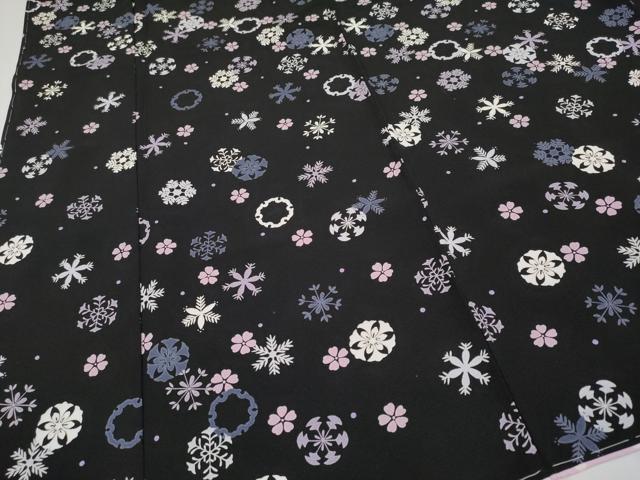 平和屋本店●極上 小紋 雪華文 黒地 逸品 未使用 CYAA2196s5