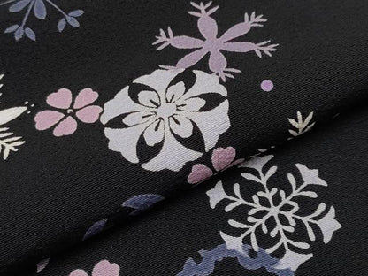 平和屋本店●極上 小紋 雪華文 黒地 逸品 未使用 CYAA2196s5
