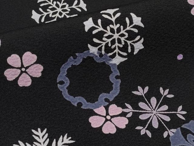 平和屋本店●極上 小紋 雪華文 黒地 逸品 未使用 CYAA2196s5