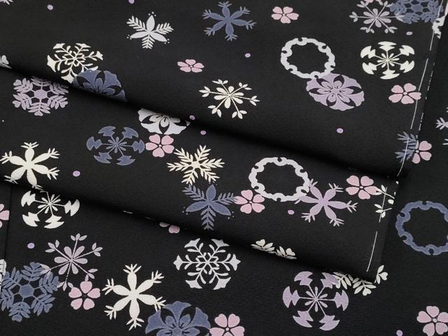 平和屋本店●極上 小紋 雪華文 黒地 逸品 未使用 CYAA2196s5